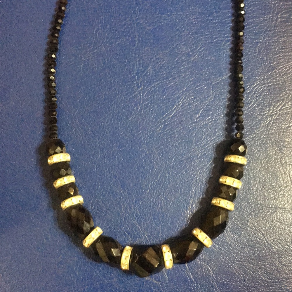*Black crystal and rhinestone necklace